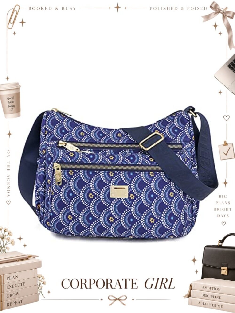 Waterproof Nylon Crossbody Shoulder Bag Adjustable Strap